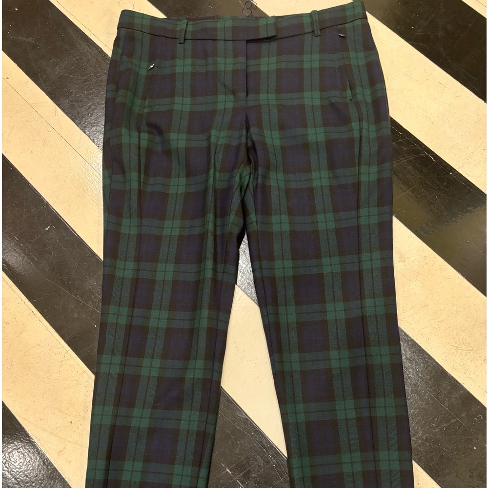J. Crew Maddie black watch plaid trousers.